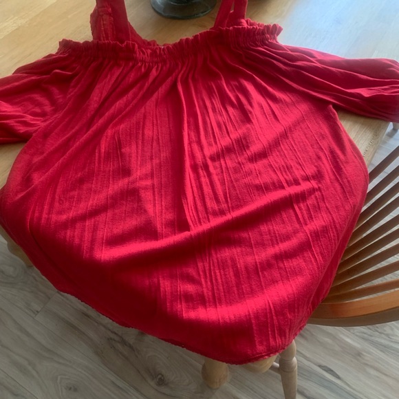 Cute red top.Flowy gives room- straps  and off shoulder. So cute! - Picture 1 of 3